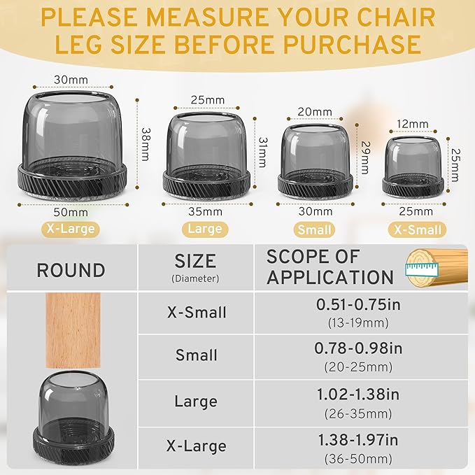 24PCS Round Chair Leg Floor Protectors, Furniture Sliders, Chair Leg Protectors - Image 3