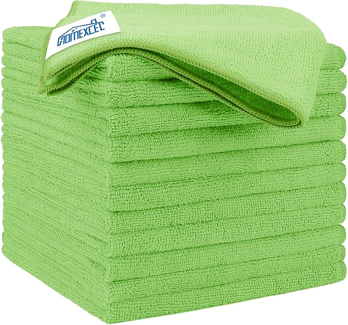 HOMEXCEL Green Microfiber Cleaning Cloth 12 Pack, 12.5 x 12.5 inch Microfiber by HOMEXCEL