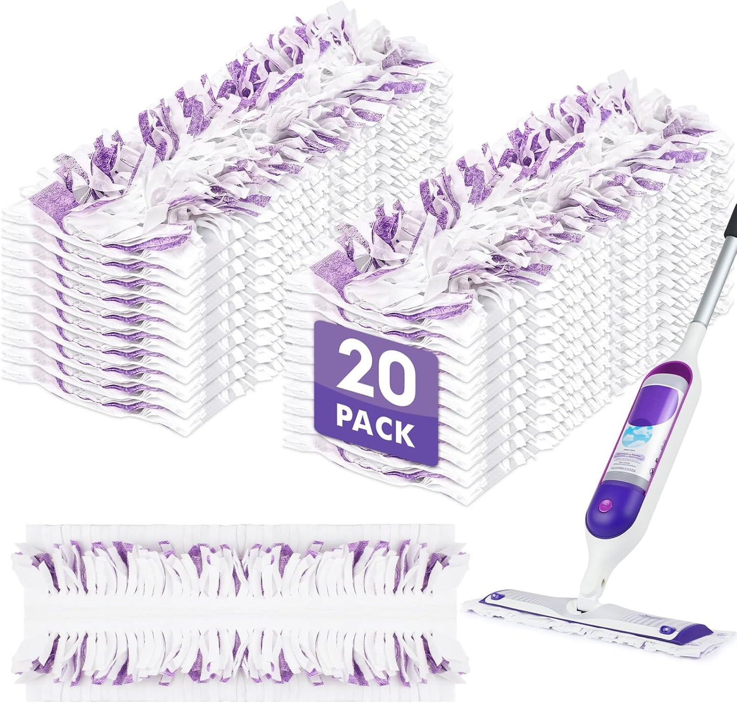 Power Mop Refills for Swiffer PowerMop, 20 Count Thick Multi-Surface Mopping Pad Refill, Unscented Disposable Power Mop Pads for Wet Dry Floor Cleaning, Tile, Hardwood, Laminate