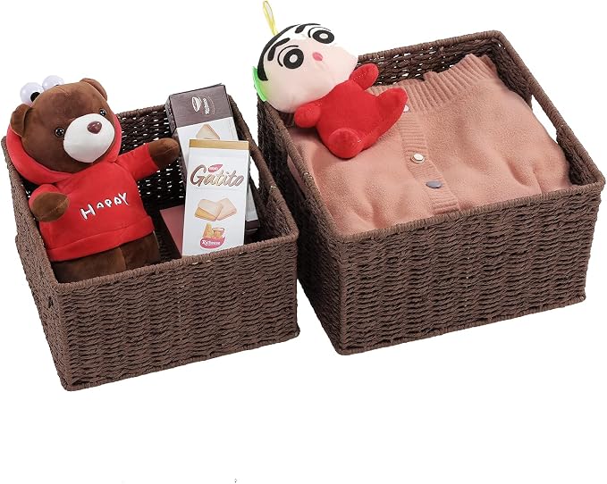 HOONEX Storage Baskets for Organizing, Decorative Round Paper Rope Woven - Image 5