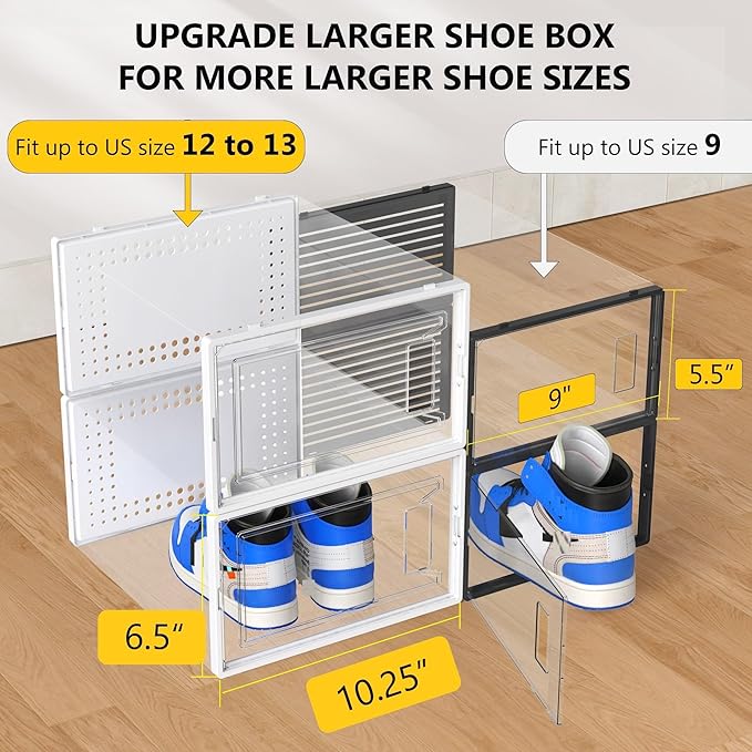 Secret Space 12 Pack XX Large Shoe Organizer Storage Boxes - Image 5