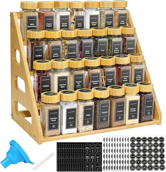 4 Tier Bamboo Spice Rack Organizer by FIKWO