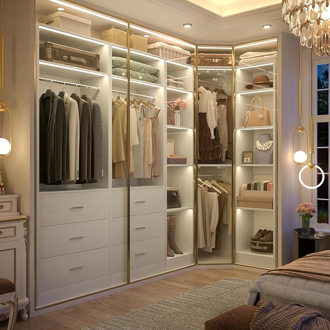 Corner Closet System with 6 Drawers, Closet Organizer System with 14 Shelves & - Image 3