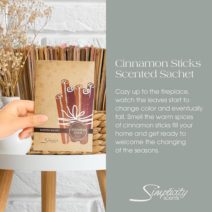 Simplicity Scents Cinnamon Sticks Scented Sachets Pack of 3, Fall & Winter - Image 2