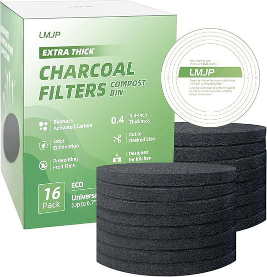 6.7 Inch Charcoal Filters for 16 Pack Kitchen Countertop Compost Bins by LMJP