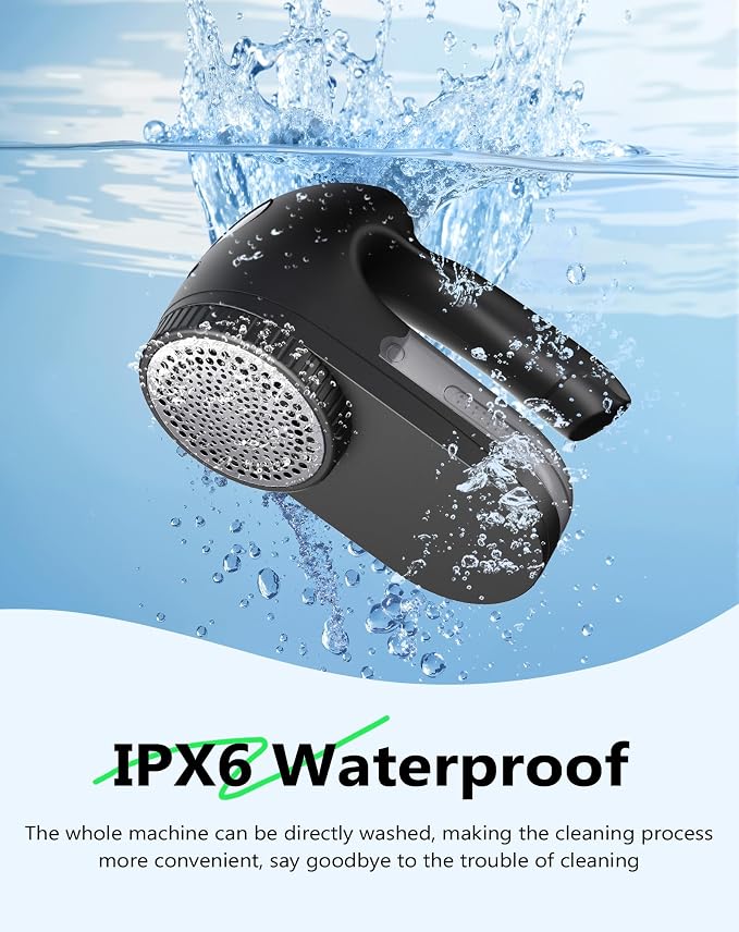IPX6 Waterproof Washable Electric Fabric Shaver and Lint Remover, Rechargeable - Image 2