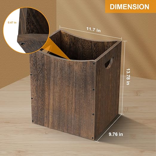Wood Trash Can 5.3 Gallon Office Wastebasket Farmhouse Rectangular Garbage Can - Image 2