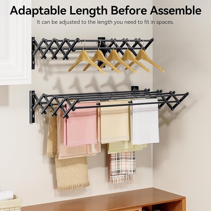 APEXCHASER Clothes Drying Rack Wall Mount, Laundry Drying Rack, Accordion - Image 7