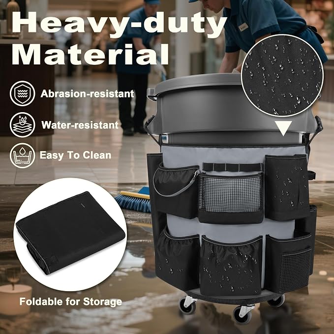 32-55 Gallon Trash Can Caddy Bag, Garbage Bin Apron Caddy - Image 5