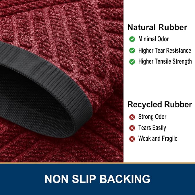 Smiry Front Door Mat Outside Entrance, Heavy Duty Outdoor Indoor Natural Rubber - Image 5