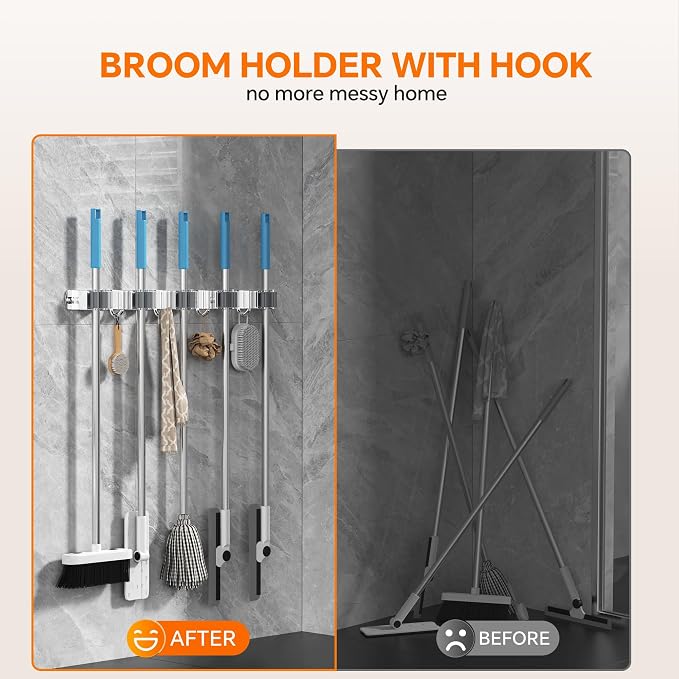 5 Grippers Broom Holder Wall Mount - Image 2