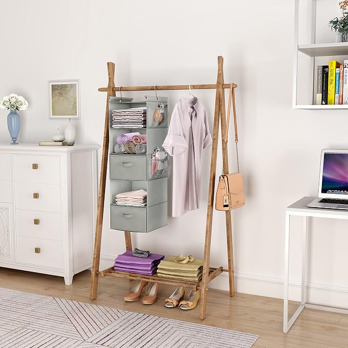 MAX Houser 5 Tier Shelf Hanging Closet Organizer, Cloth Hanging Shelf - Image 2