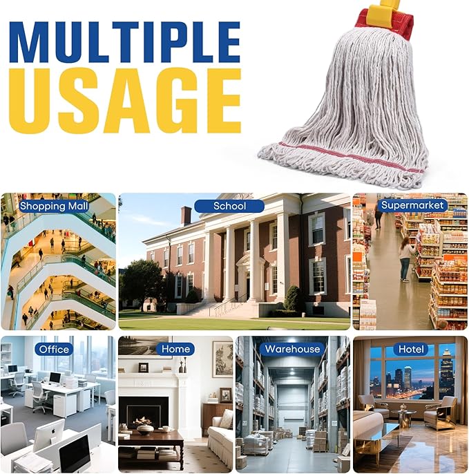 Matthew Cleaning Commercial Mop Head Replacement, 5 Inch Wide Headband - Image 7
