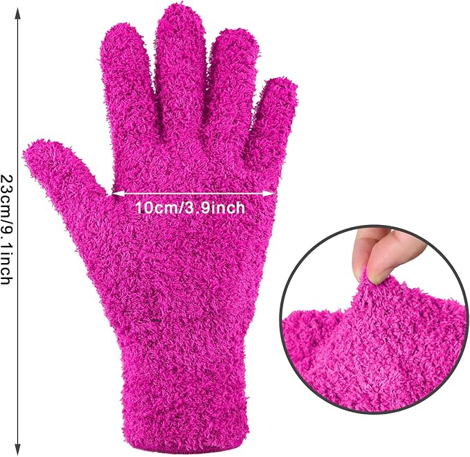 Bencailor 6 Pairs Microfiber Dusting Gloves, Dusting Cleaning Gloves Microfiber - Image 3