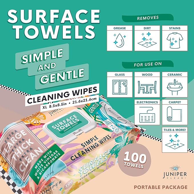 6 Packs Surface Cleaning Wipes Bleach Free, Thick & Large Dispose, All-Purpose - Image 2