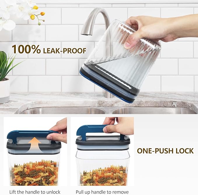 Flip-Lock Airtight Food Storage Containers 6-PC, Leakproof Ring Seal Top - Image 2