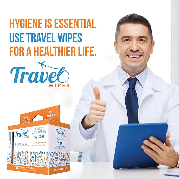 Hand Sanitizing Travel Wipes – 15ct Individually Wrapped | Fragrance-Free - Image 2