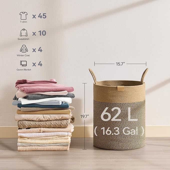 Laundry Hamper 62L, Large Laundry Basket - Image 6