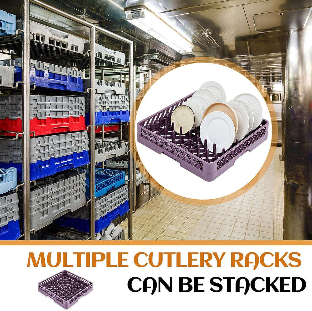 Aurelema 1 Pack Commercial Dishwasher Tray Rack, Peg Dish, Purple
