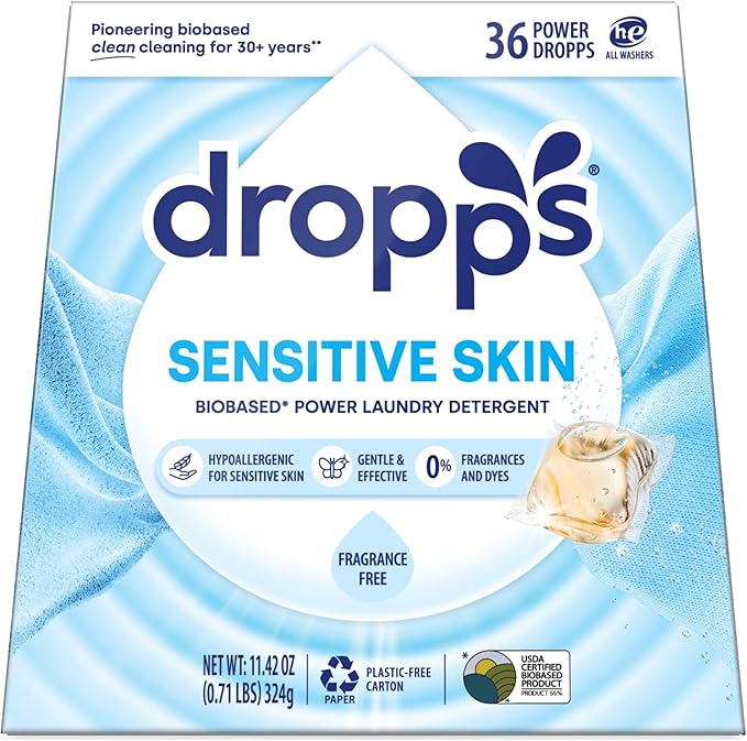 Dropps Sensitive Skin Laundry Detergent Pods, Unscented by Dropps