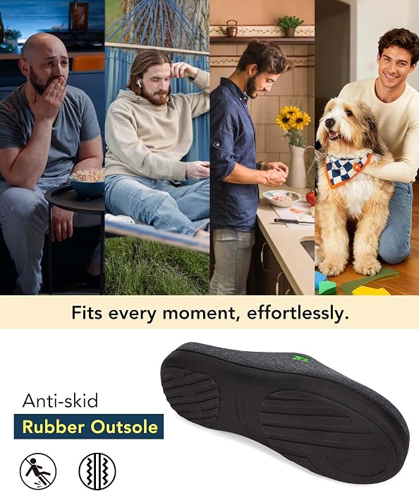 VeraCosy Men's Two-Tone Memory Foam House Slippers Indoor Outdoor Durable - Image 7