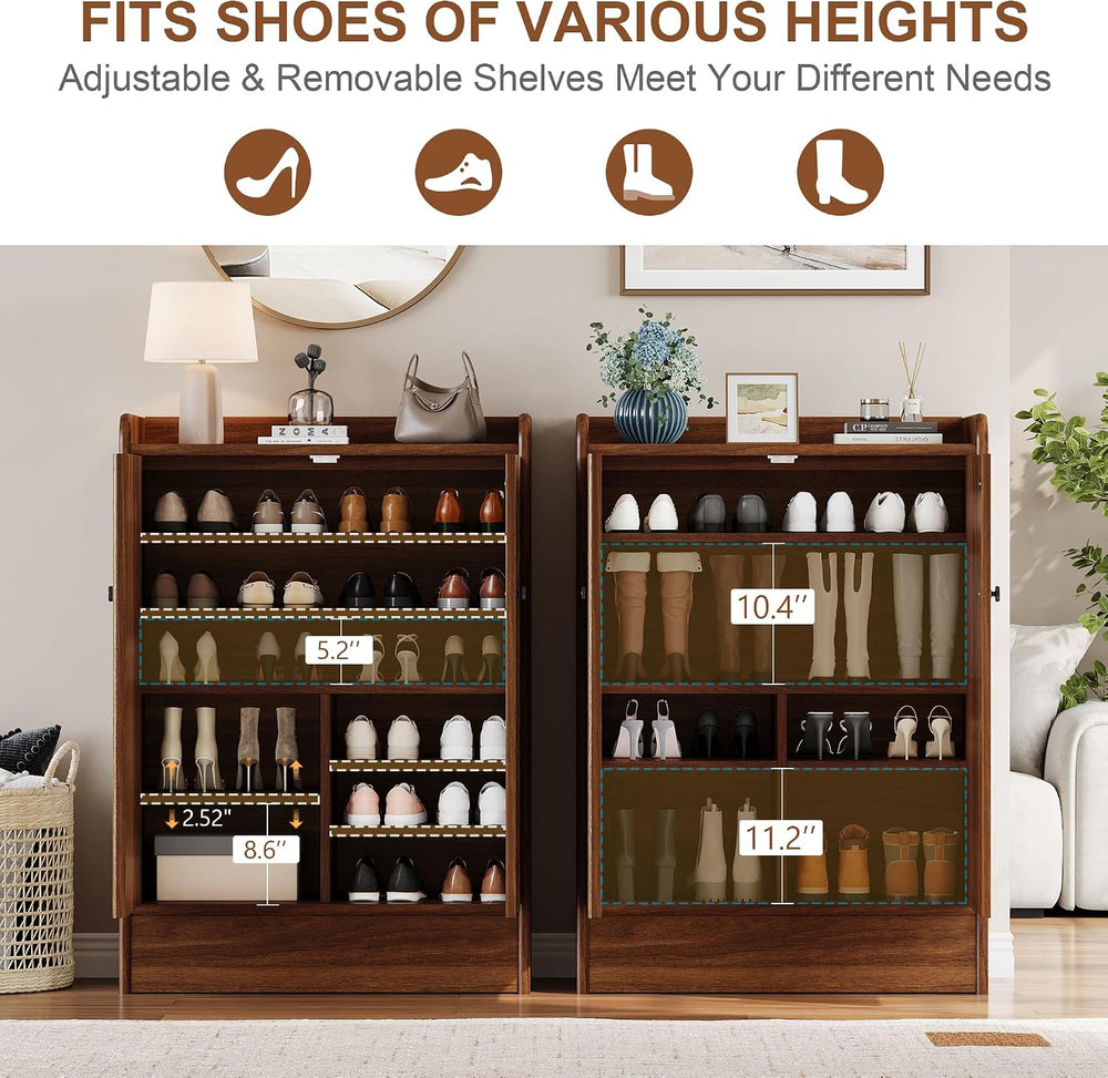 iPormis 6-Tier Shoe Cabinet with Drawer Set of 2, 47” Tall Large Shoe Storage...