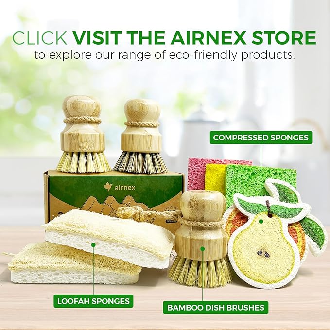 Bamboo Dish Brush Set of 3-100% Plastic Free Kitchen Scrubber - Image 8