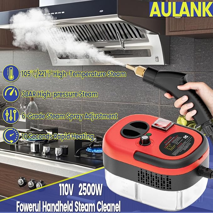 2500W Handheld Steam Cleaner, Portable Car Steamer - Image 2