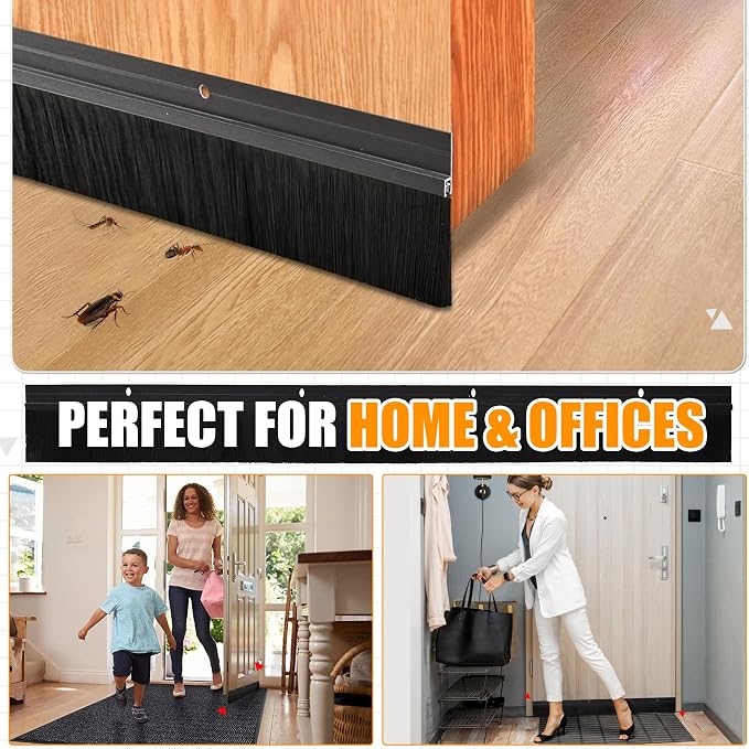 Premium 2 Pack Door Sweep for Bottom – Metal Gap Filler Draft Blocker, Weather - Image 8