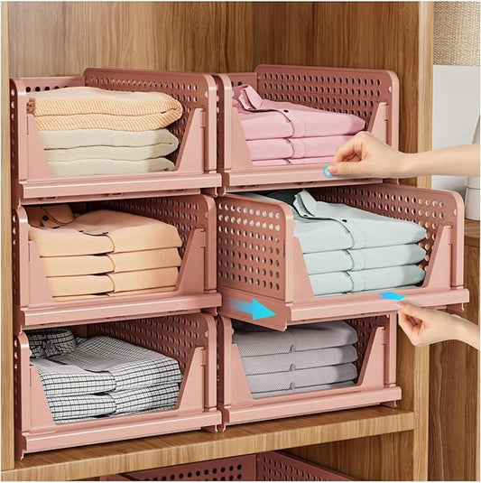 SNSLXH 5 Pack Stackable Closet Organizer Box, Space-Saving Clothes Storage by SNSLXH
