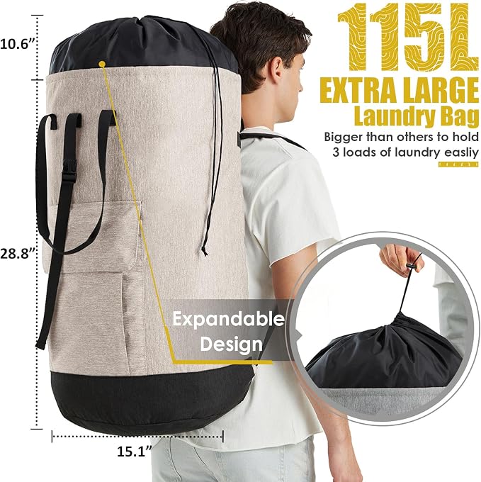 Laundry Bags Extra Large Heavy Duty, Laundry Backpack College 115L, Large - Image 3