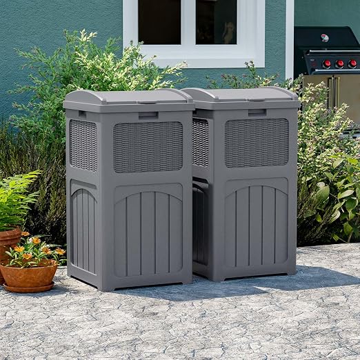 Patiowell 36 Gallon Outdoor Trash Can, Resin Outdoor Garbage Can - Image 2
