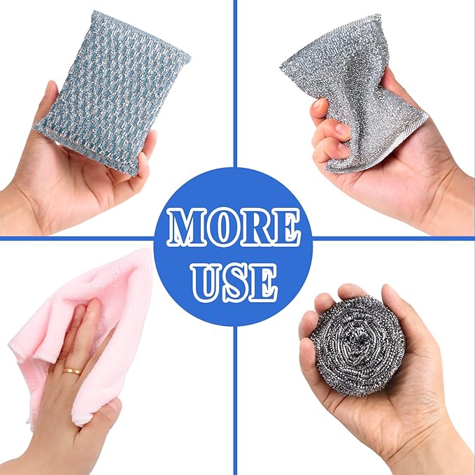 6pcs Stainless Steel Scrubber 2pcs Heavy Duty Scrub Sponges 1pcs Dish Clean - Image 8