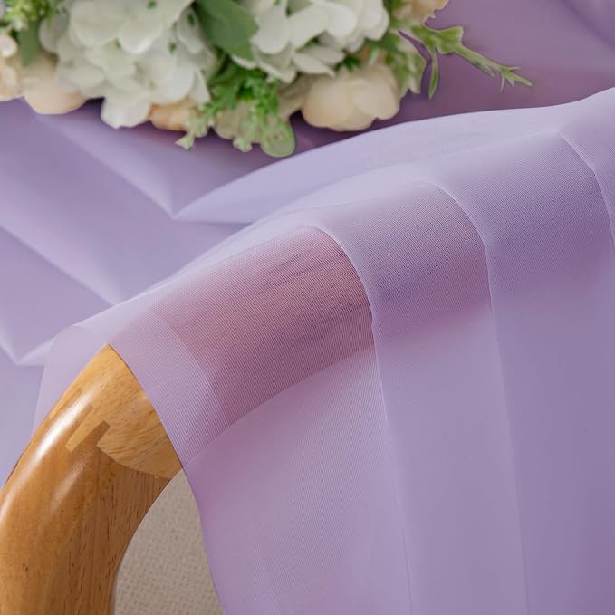 Chyhomenyc Lilac Sheer Curtains 96 inches Long 2 Panels, Light Filtering Soft - Image 6