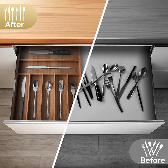 Silverware Organizer, 12.5 Inch Utensil Organizer Kitchen Drawer Organizer - Image 4
