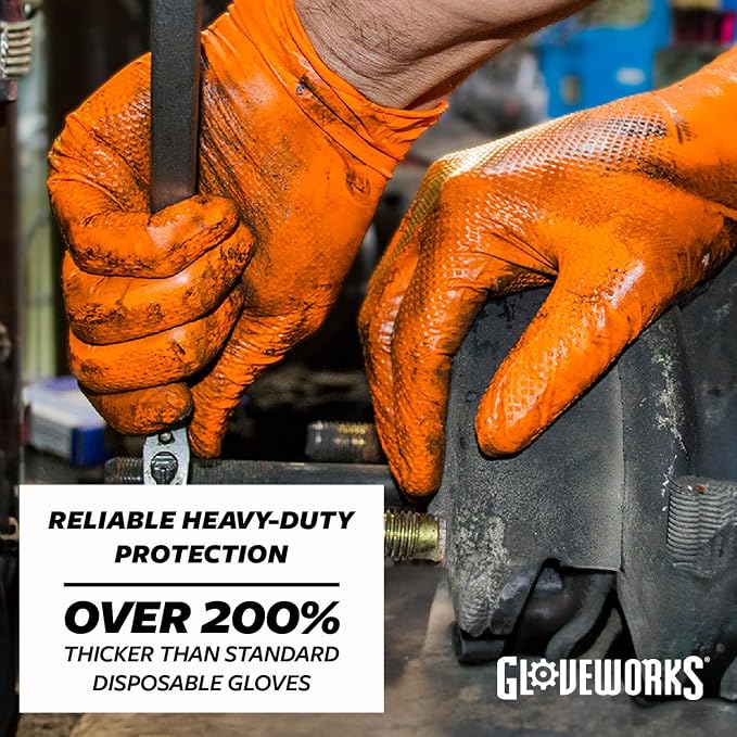 GLOVEWORKS Heavy-Duty Nitrile Gloves, Disposable, Latex Free, 8 Mil, Diamond - Image 2