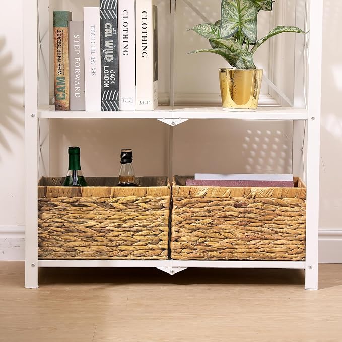 Rectangular Storage Basket 2PCS Water Hyacinth Baskets, Hand-Woven Baskets - Image 3