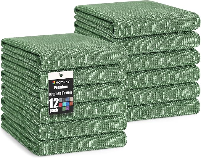 Homaxy Premium Kitchen Towels, Large Cotton Kitchen Hand Towels, Flat and Terry by Homaxy