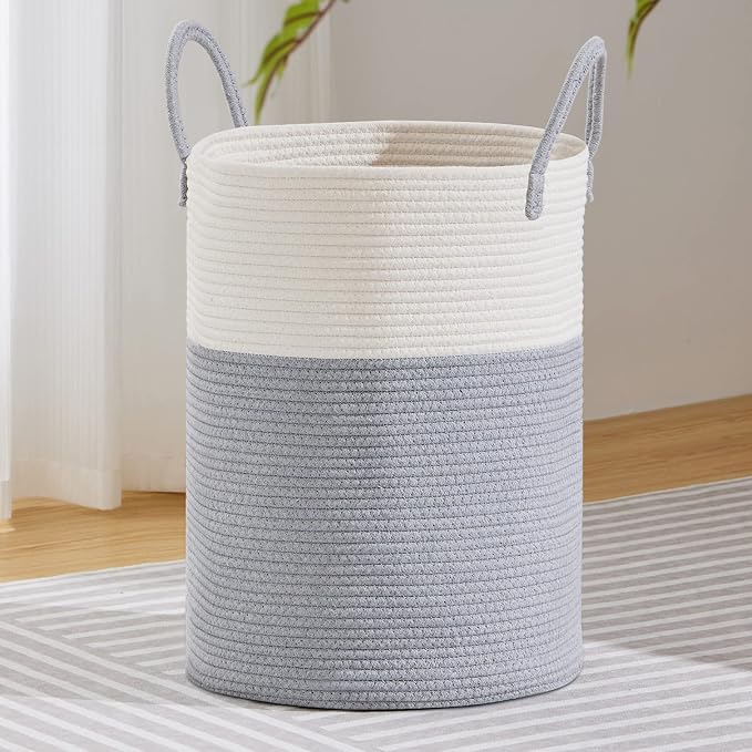 VIPOSCO Large Laundry Hamper, Tall Woven Rope Storage Basket by VIPOSCO