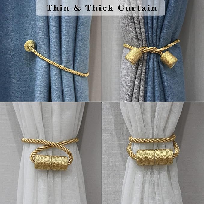 6 Pack Gold Strong Magnetic Curtain Tiebacks Outdoor Elegant Decorative Tie - Image 5