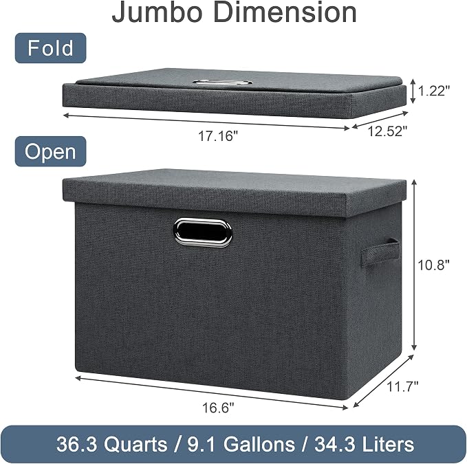 Large 17" 36 Quart Collapsible Stackable Storage Bins - Image 2