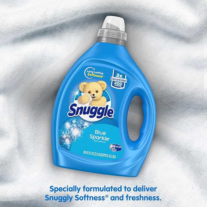 Snuggle Blue Sparkle Liquid Fabric Softener, 2X Concentrated, 200 Loads - Image 5