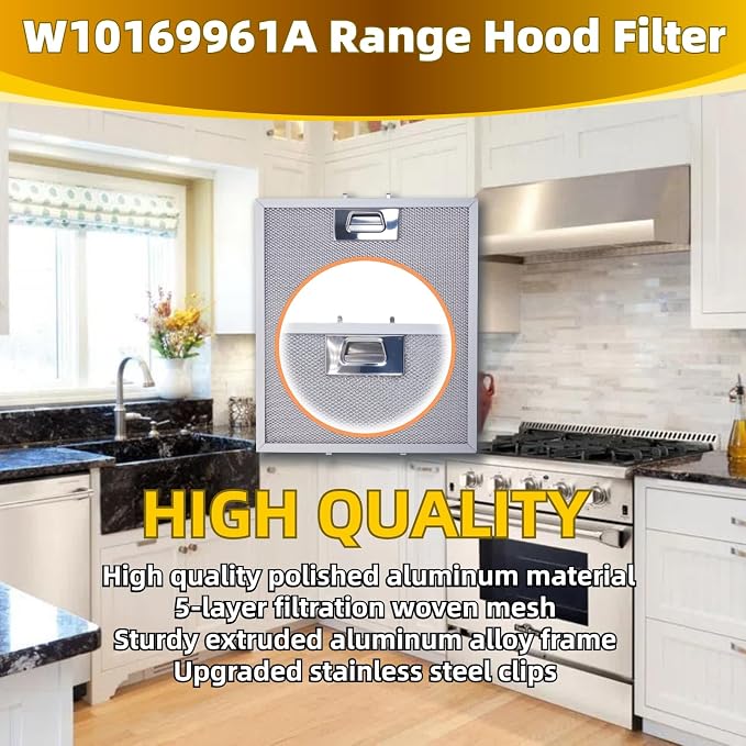 W10169961A 5 Layer Aluminum Mesh Range Hood Filter Replacement 12" x 10.5" - Image 4