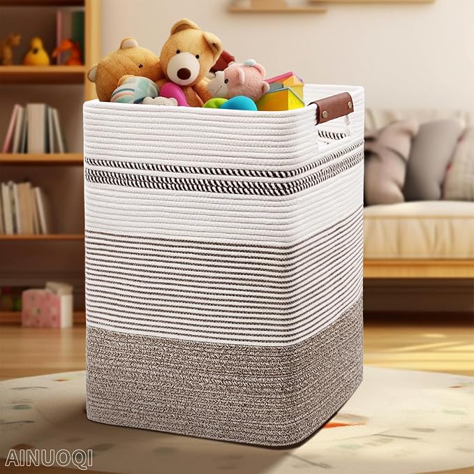 Laundry Hamper - Tall Woven Rope Laundry Basket - Clothes hamper - Image 3