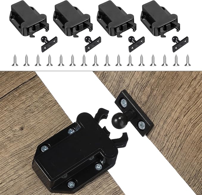 4Pack Push Latches for Cabinets, Push to Open Catch Lock, Safe Rebound by salbsever