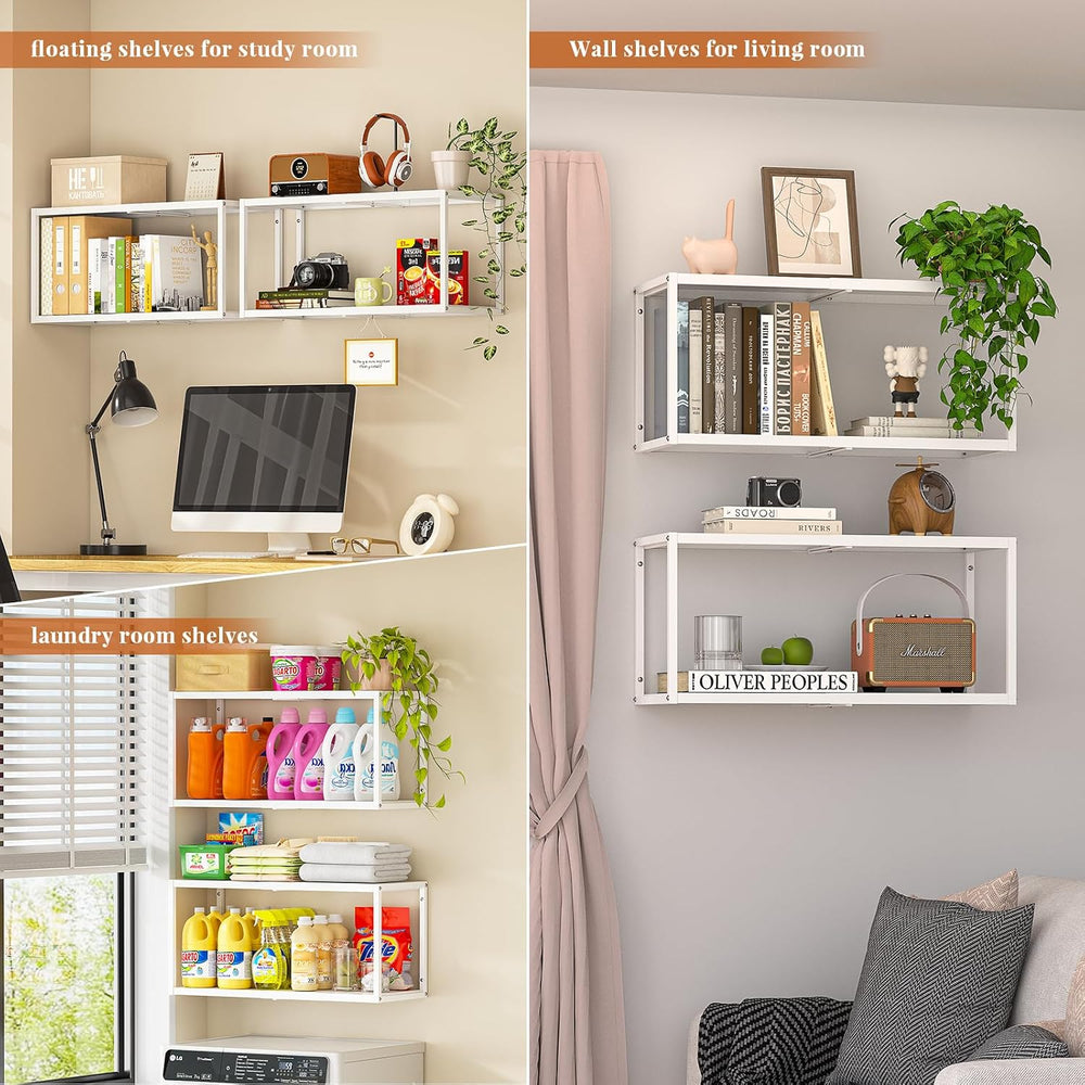 ThreeHio 2 Pack Expandable Garage Shelves Wall Mount, Heavy Duty Garage Wall ...