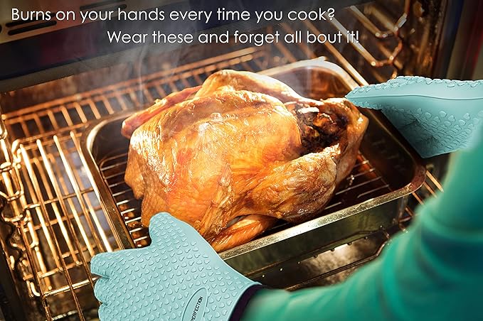 KITCHEN PERFECTION XL Silicone Smoker Oven Gloves -Extreme Heat Resistant BBQ - Image 7