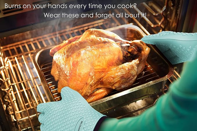KITCHEN PERFECTION S Silicone Smoker Oven Gloves -Extreme Heat Resistant BBQ - Image 3