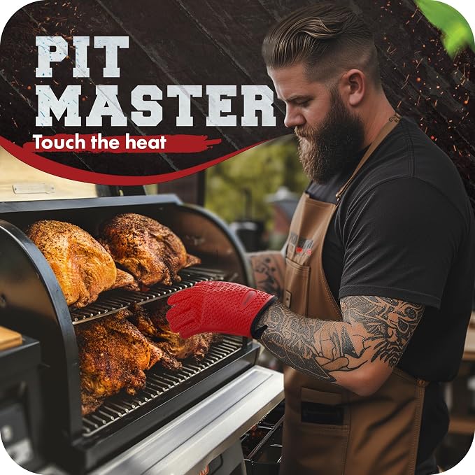KITCHEN PERFECTION Silicone Smoker Oven Gloves -Extreme Heat Resistant BBQ - Image 3