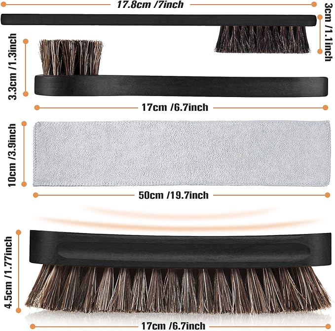 4 Pcs Horsehair Shine Shoes Brush Kit Polish Dauber Applicators Cleaning - Image 3